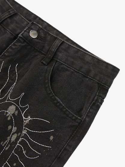 Thesupermade Topstitched White Straight-leg Jeans 
