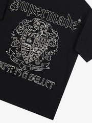 Original Gothic Letter Family Shield Badge Print T-Shirt 
