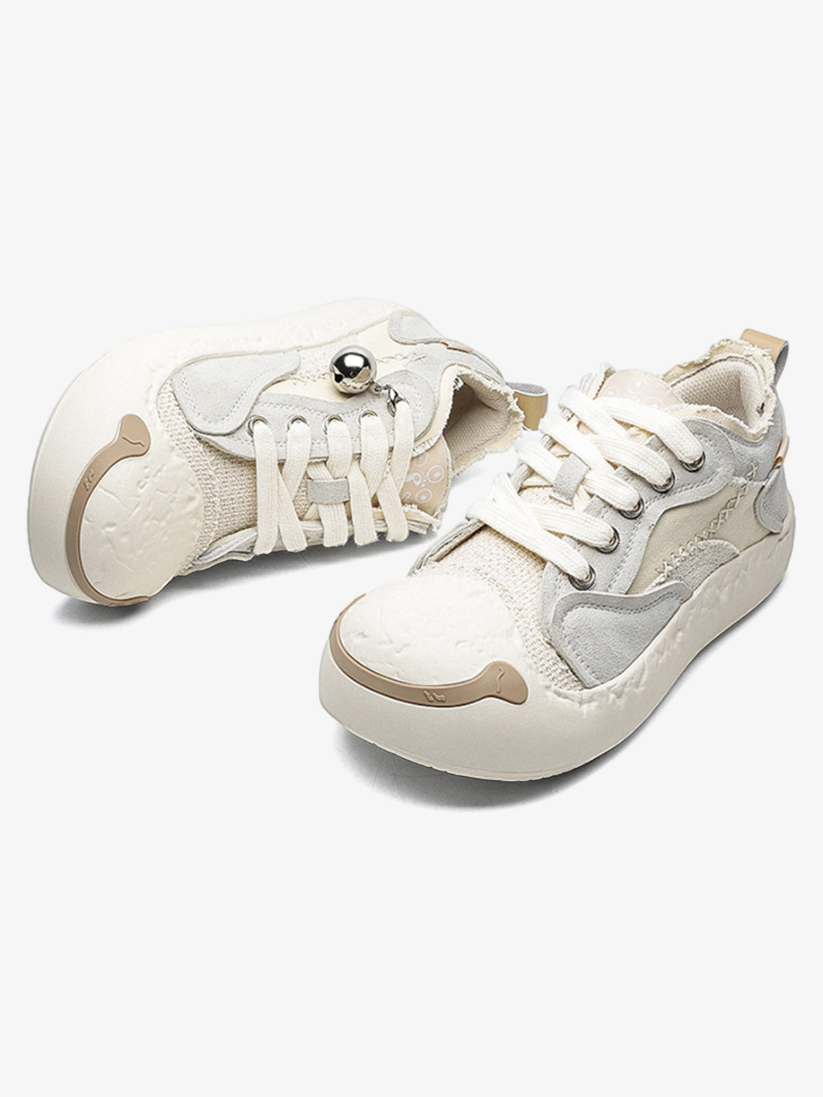 Fun Big Toe Leather Spliced Sneakers 