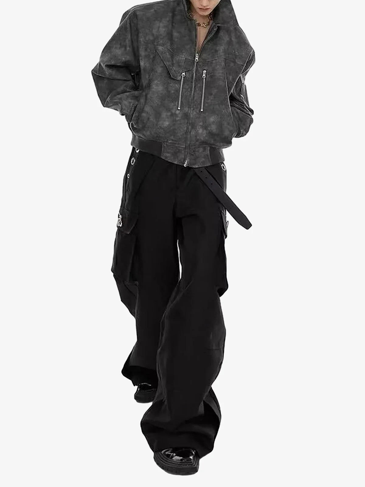 Thesupermade Vintage Motorcycle Suede Street Rap Jacket - 2232 