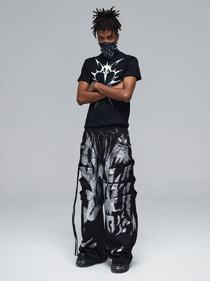 Deconstructed Brushed Silver Ribbon Drawstring Pant - 2177 