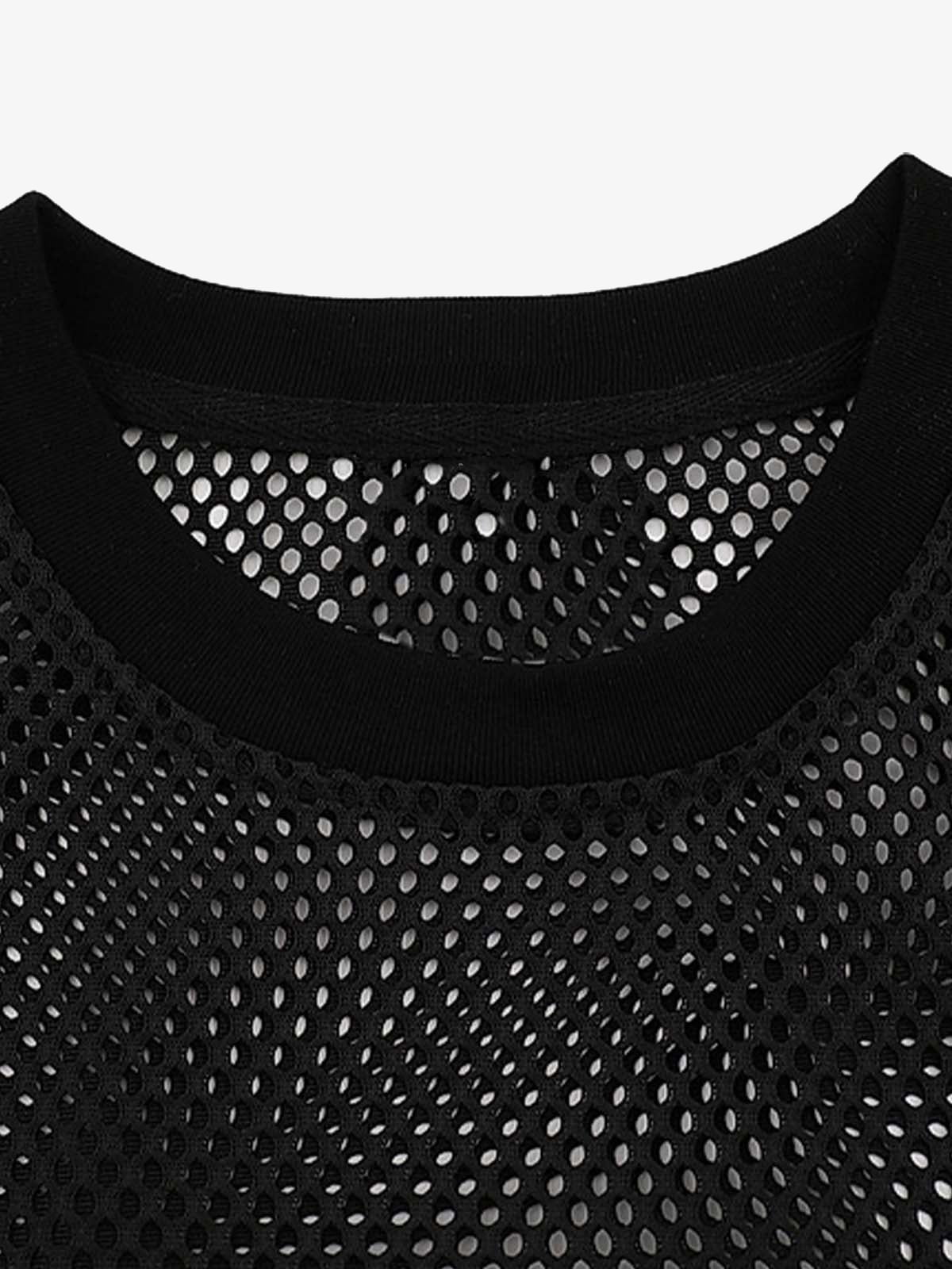 Hollow Sports Mesh Embroidered Letters Vest 
