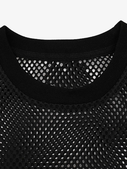 Hollow Sports Mesh Embroidered Letters Vest 