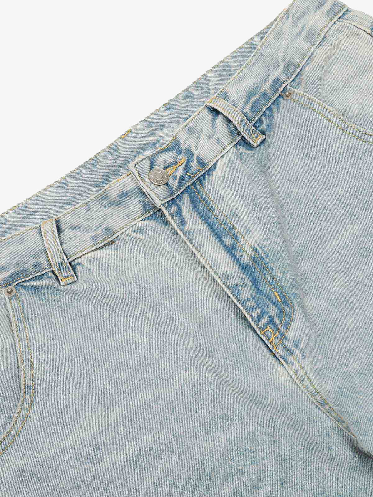 Washed Distressed Barrel Jeans 