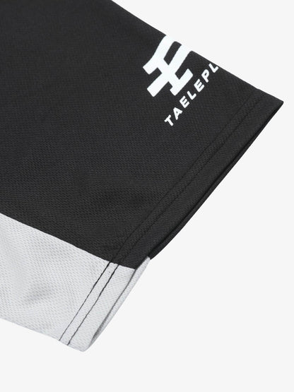 Contrast Color Sporty V-Neck Jersey T-Shirt 