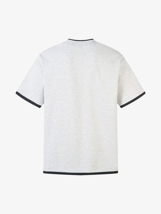 Contrast Color Stitching Faux Two-Piece T-shirt 