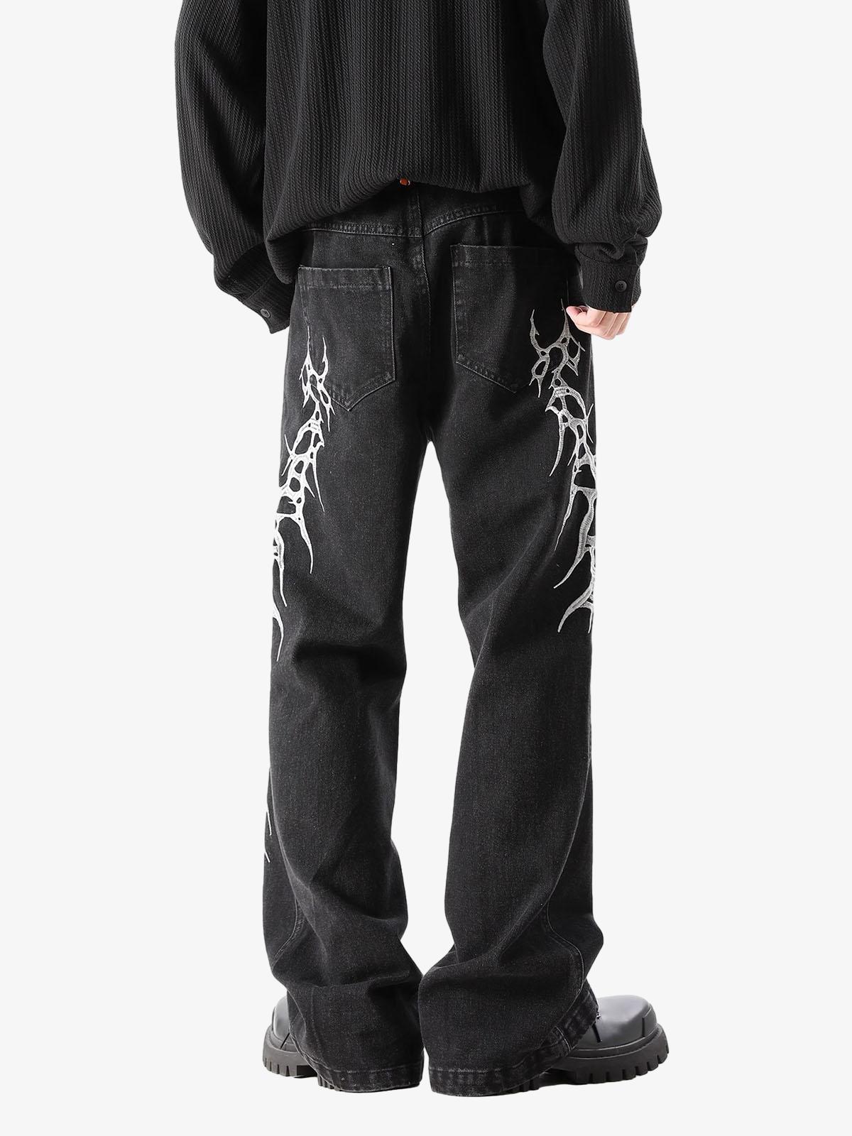 Graphic Embroidered Straight Jeans - 2280 