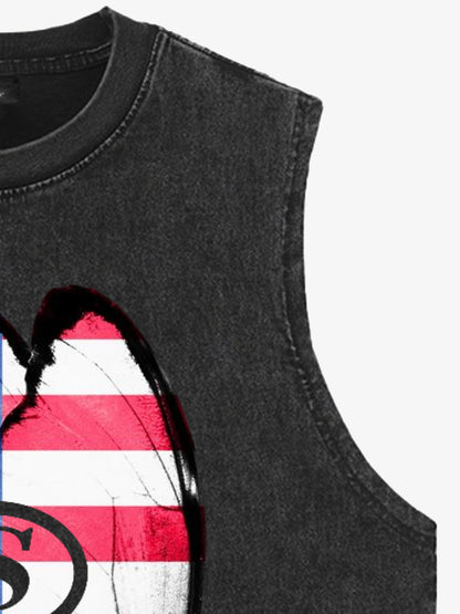 Original Butterfly Shape Stylish Patriotic Graphic Tank Top 