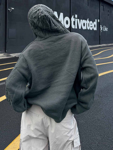 Asymmetric Irregular Knitted Sweater Hoodie 
