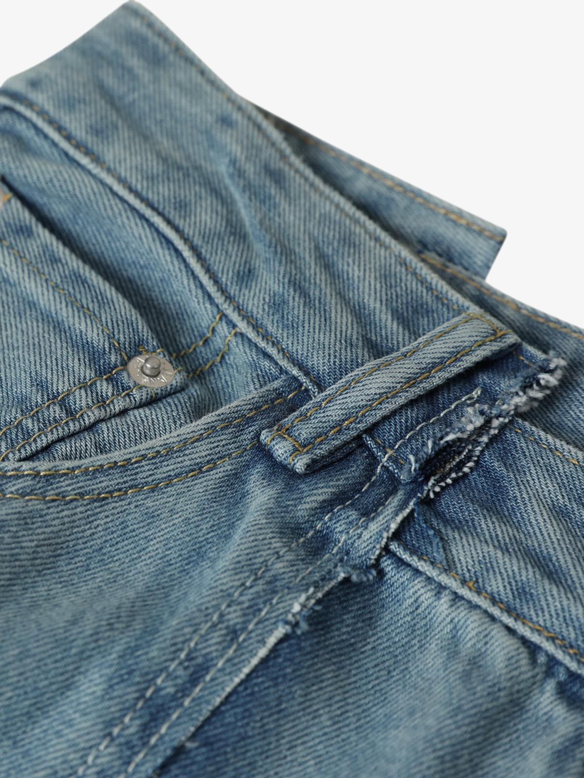 Washed Deconstructed Irregular Patchwork Straight Jeans 