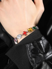 Colorful Zircon Evil Eye Cross Necklace 