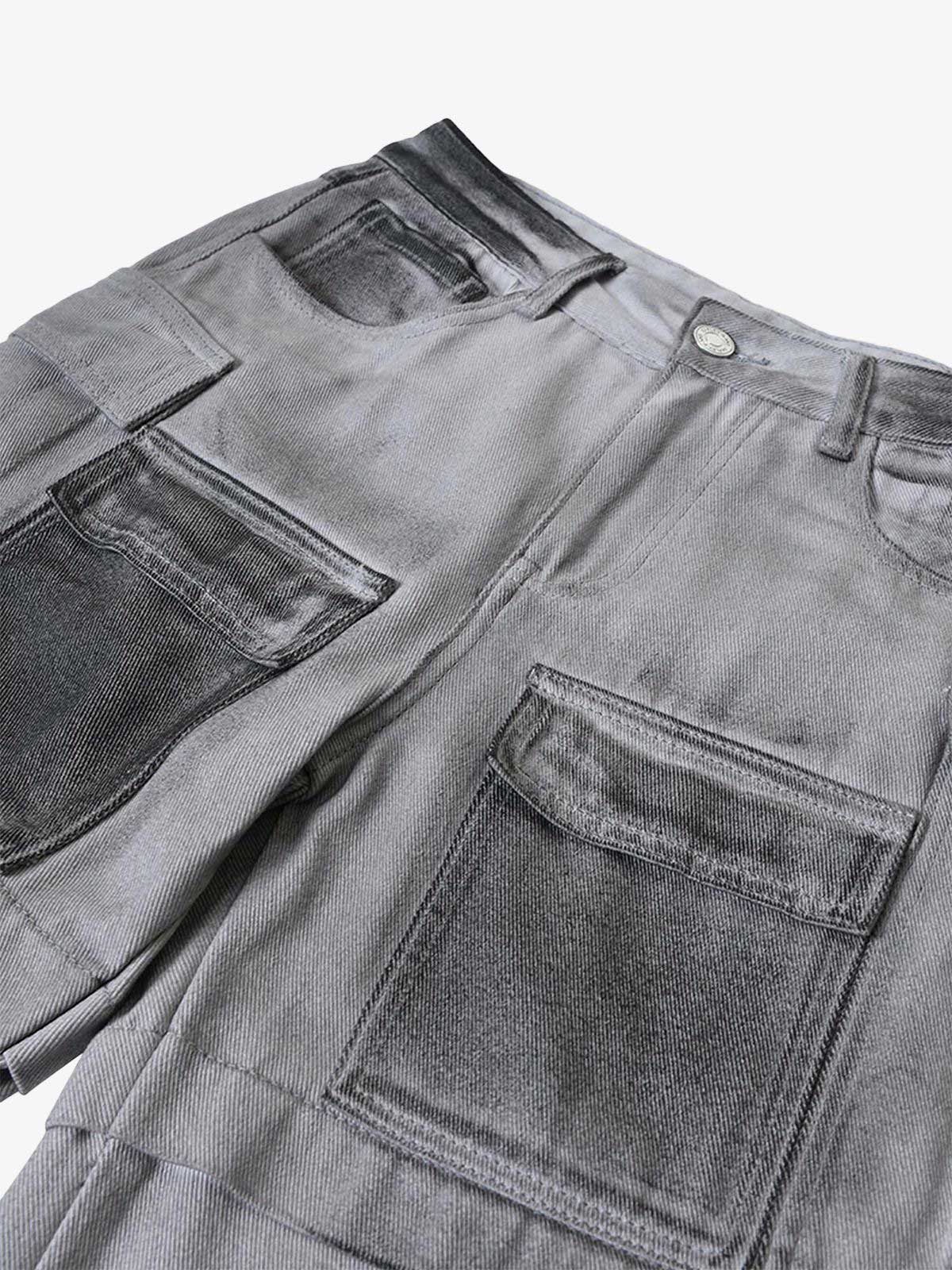 Thesupermade High Street Hip Hop Distressed Washed Work Jeans 
