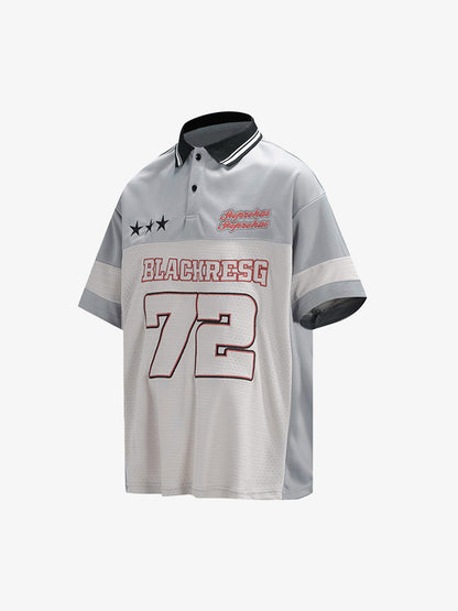 Retro Sports Jersey Polo Shirt 