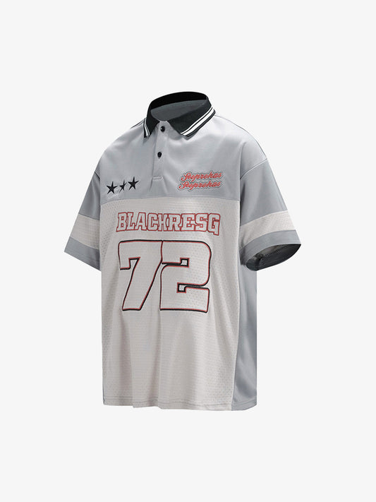 Retro Sports Jersey Polo Shirt 