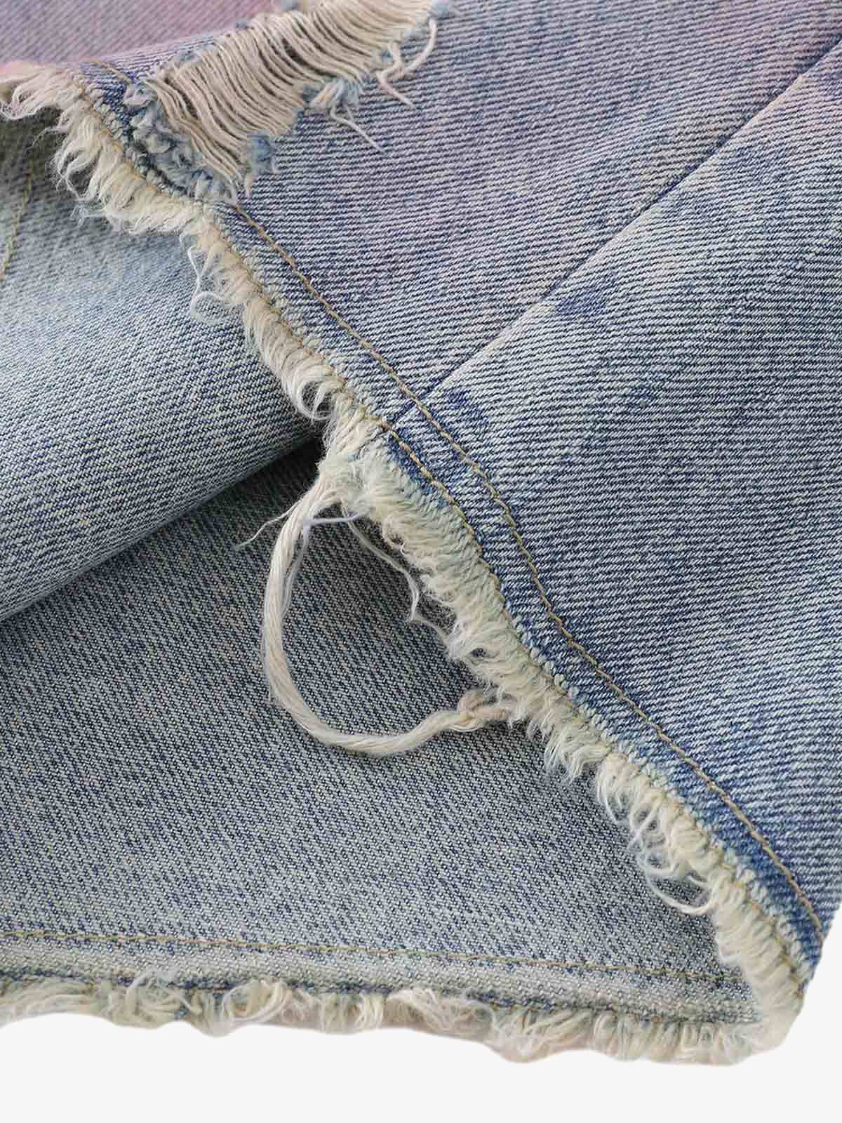 Distressed Tie-Dye Denim Jorts 