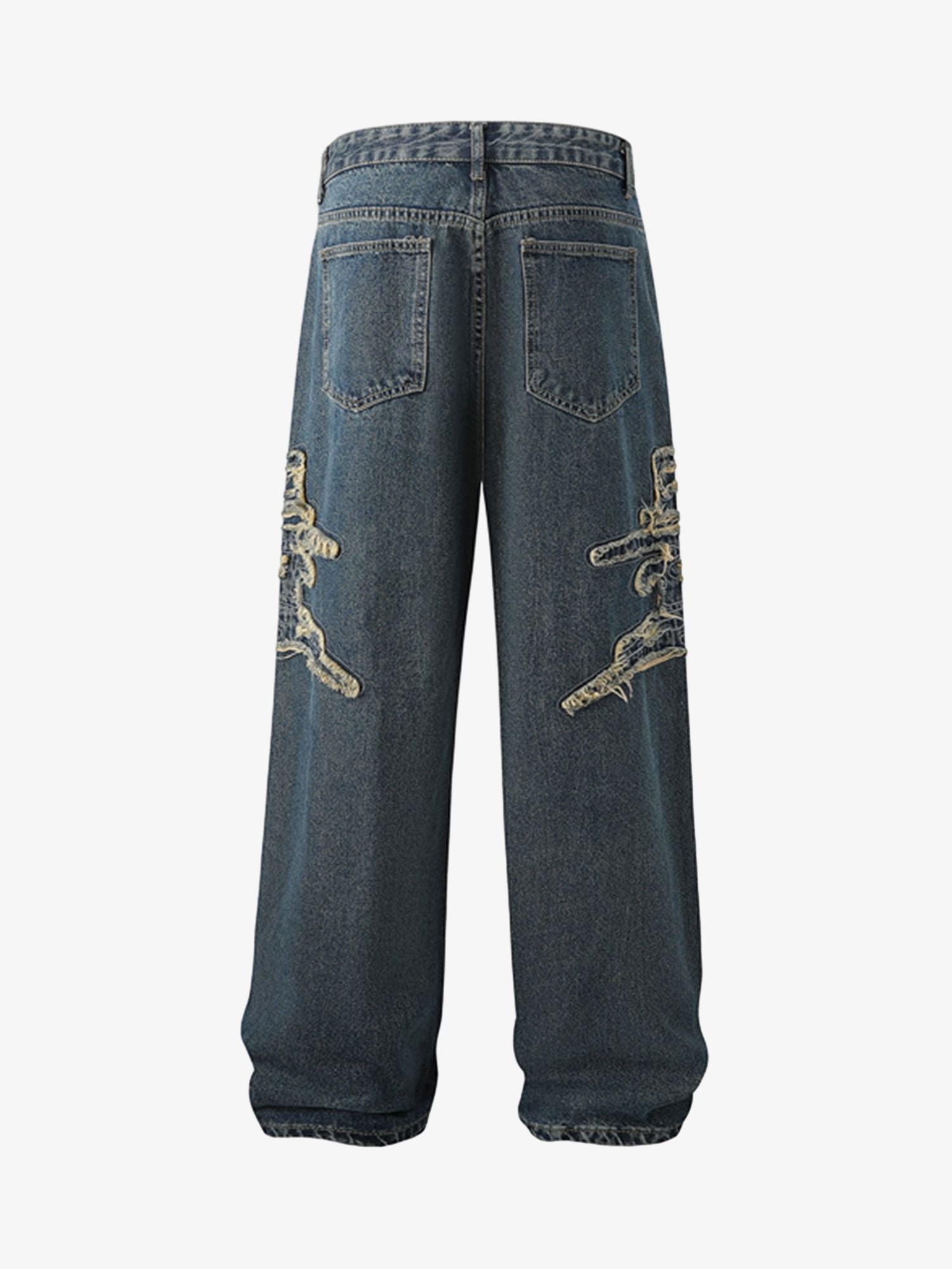 Thesupermade Raw Edge Patch Straight Jeans 