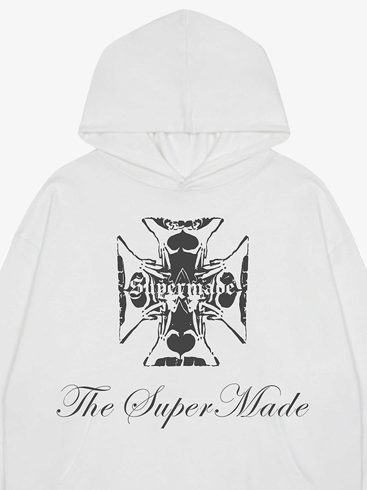 Street Cross Letters Print Hoodie 
