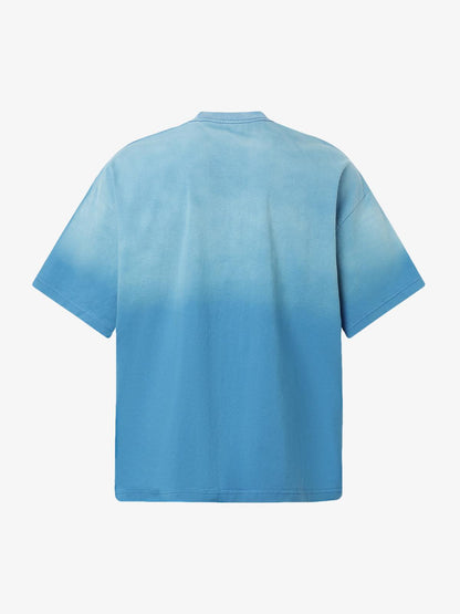 Distressed Gradient Letter Print Crew Neck T-shirt 