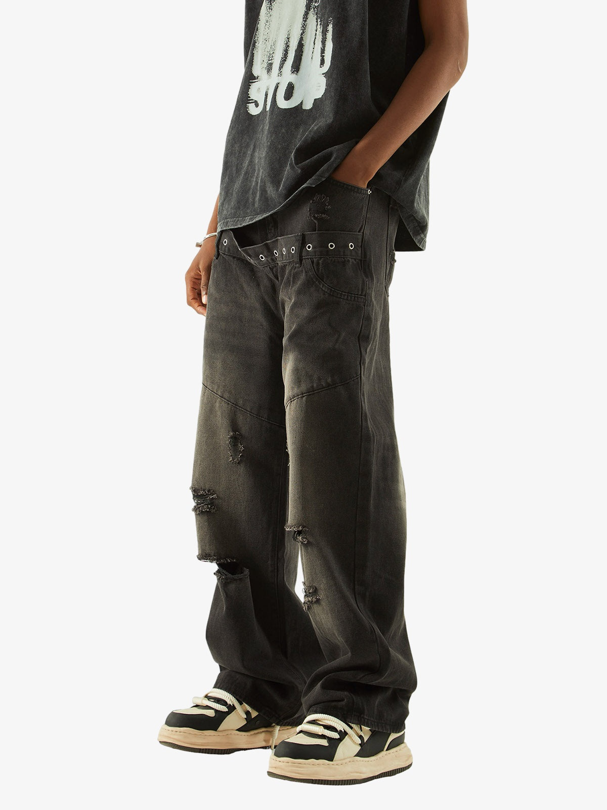 Vintage Washed Distressed Jeans 
