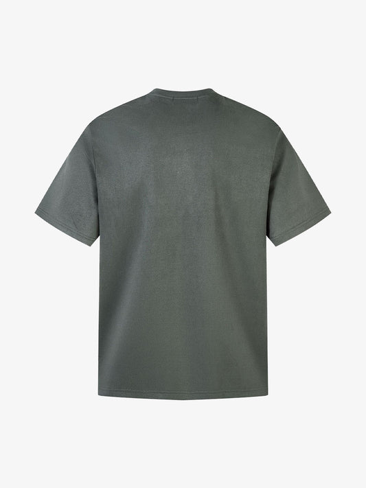Retro Quarter Zip Up Suede Embroidered T-shirt 