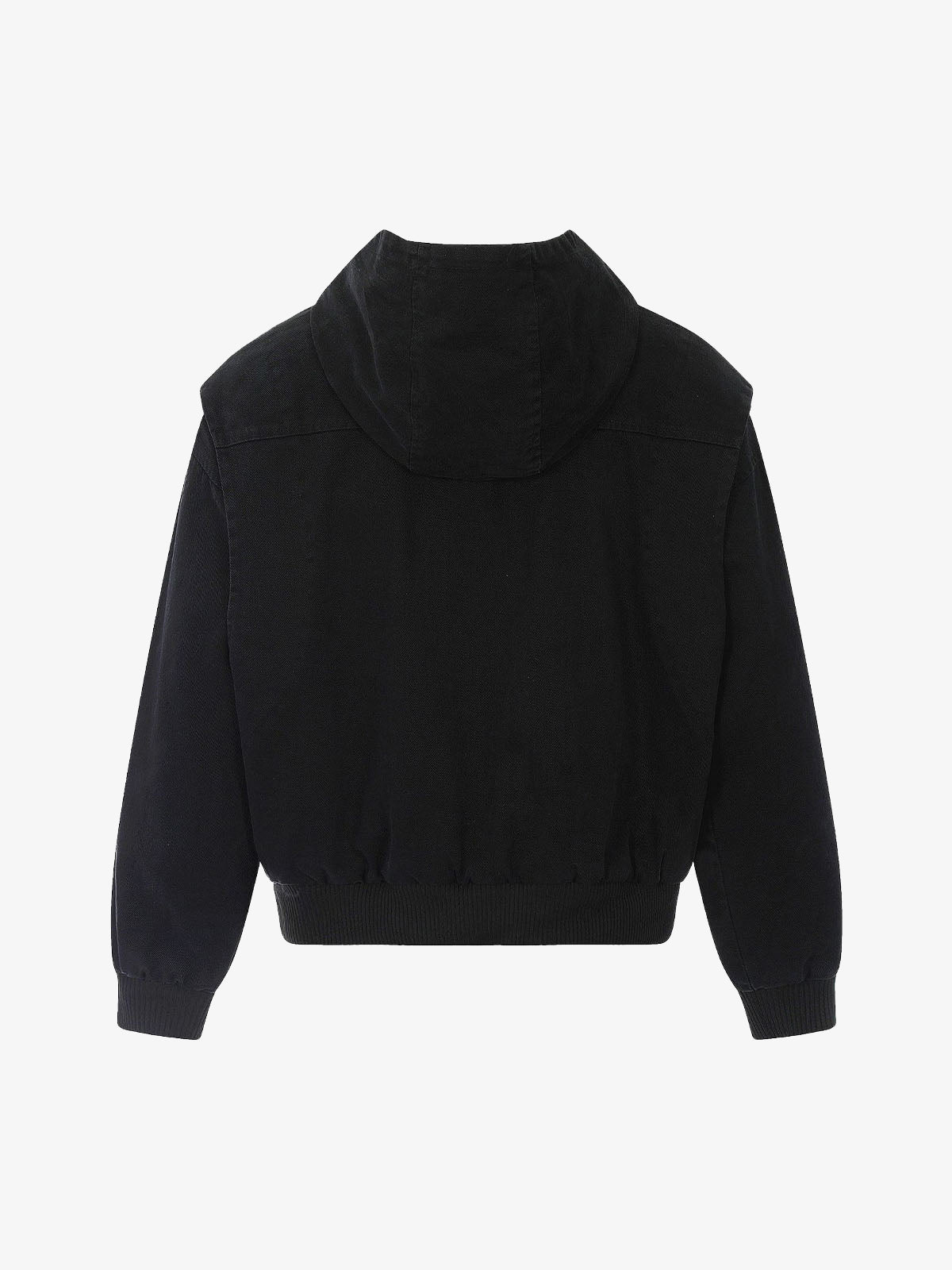 Washed Distressed Patchwork Work Hooded Jacket 