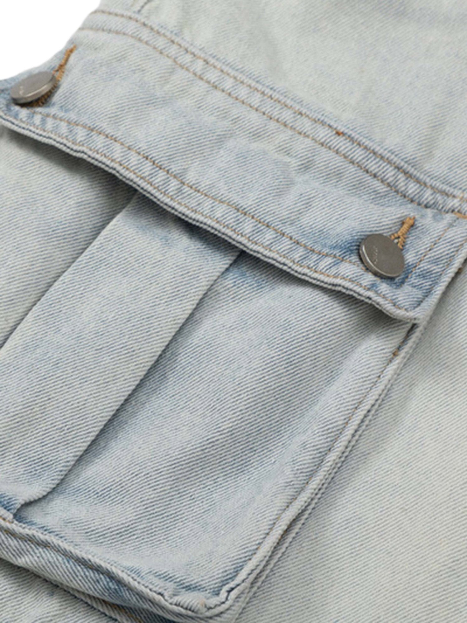 Thesupermade Vintage Washed Multi-pocket Work Jeans