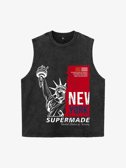 Orginal Statue of Liberty Splicing Graffiti Independence Day Vest 