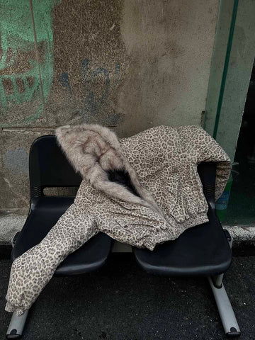 Cotton Cheetah Print Mink Fur Hooded Jacket - 2270 