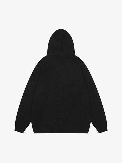 Thesupermade Star Knit Hooded Zip Up Cardigan Sweater 