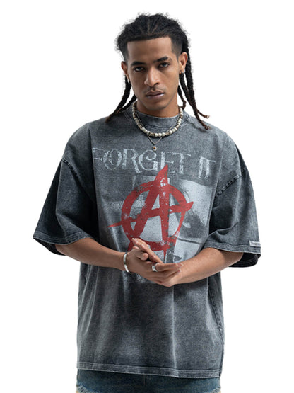 Street Retro Anti-War Distressed Print T-Shirt 
