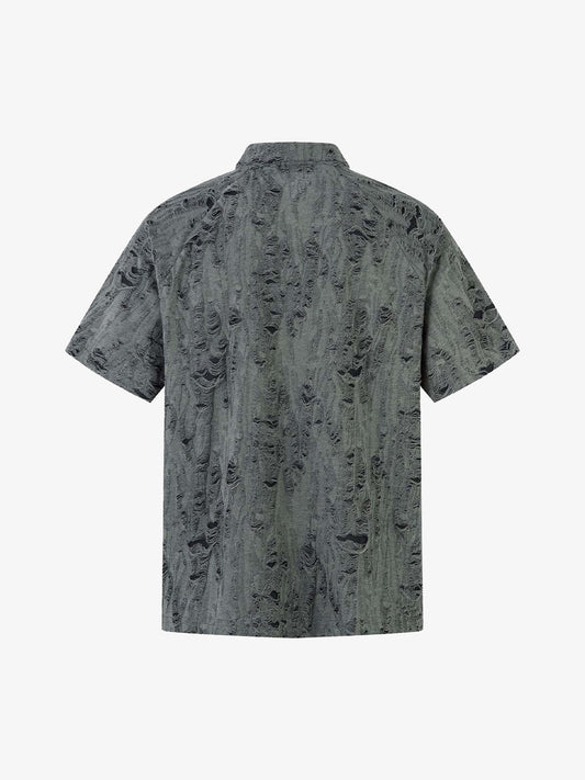 Distressed Ripped Short Sleeve Shirt 