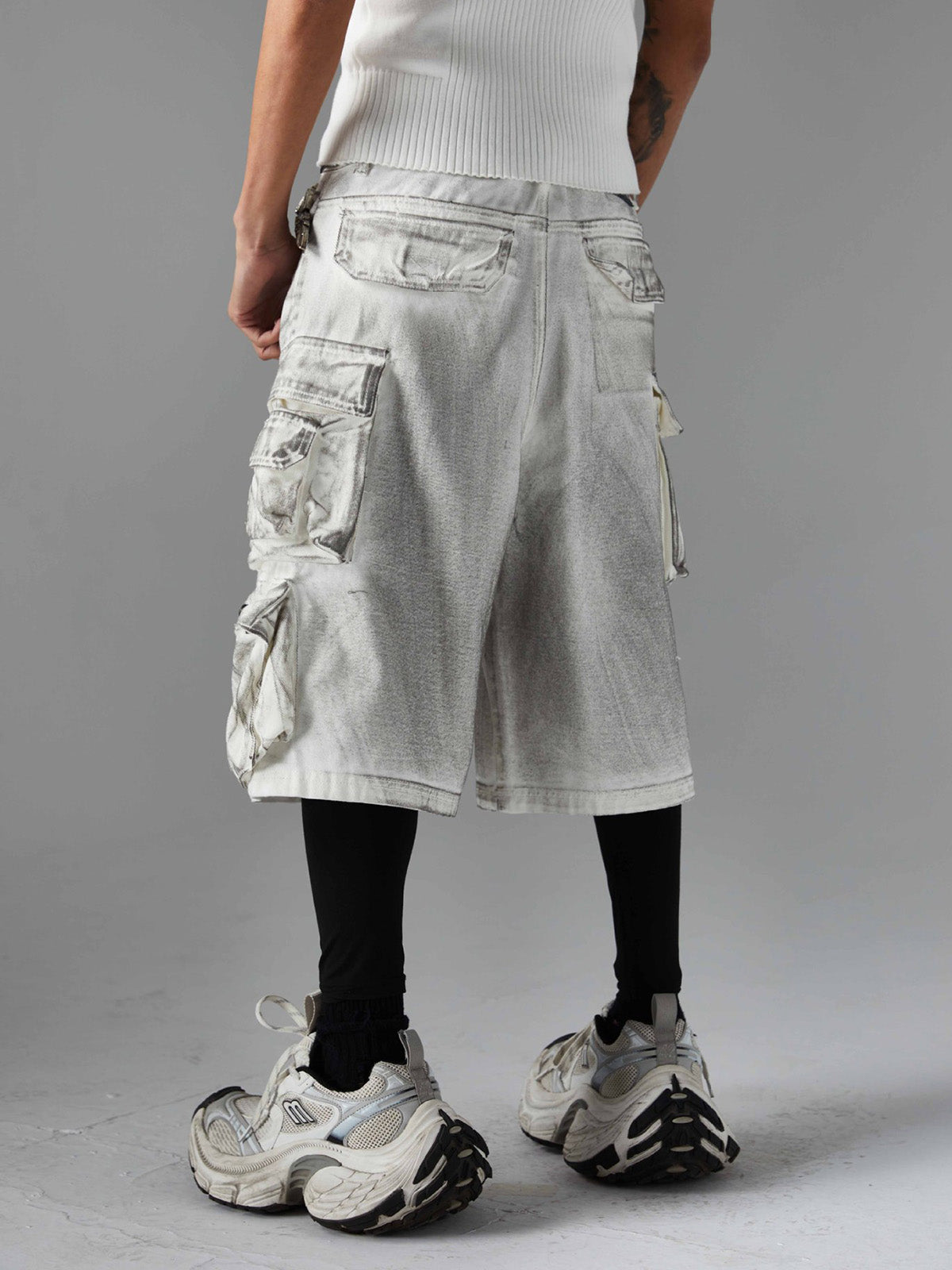Distressed Multi-Pocket Cargo Shorts 
