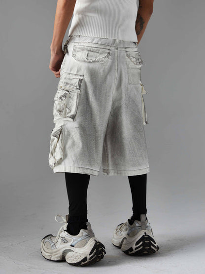 Distressed Multi-Pocket Cargo Shorts 