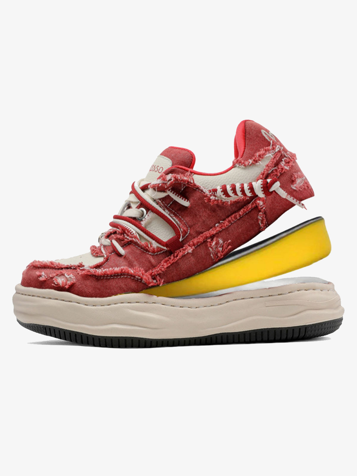 Washed Denim Low-Top Raw Edge Sneakers - 2436 