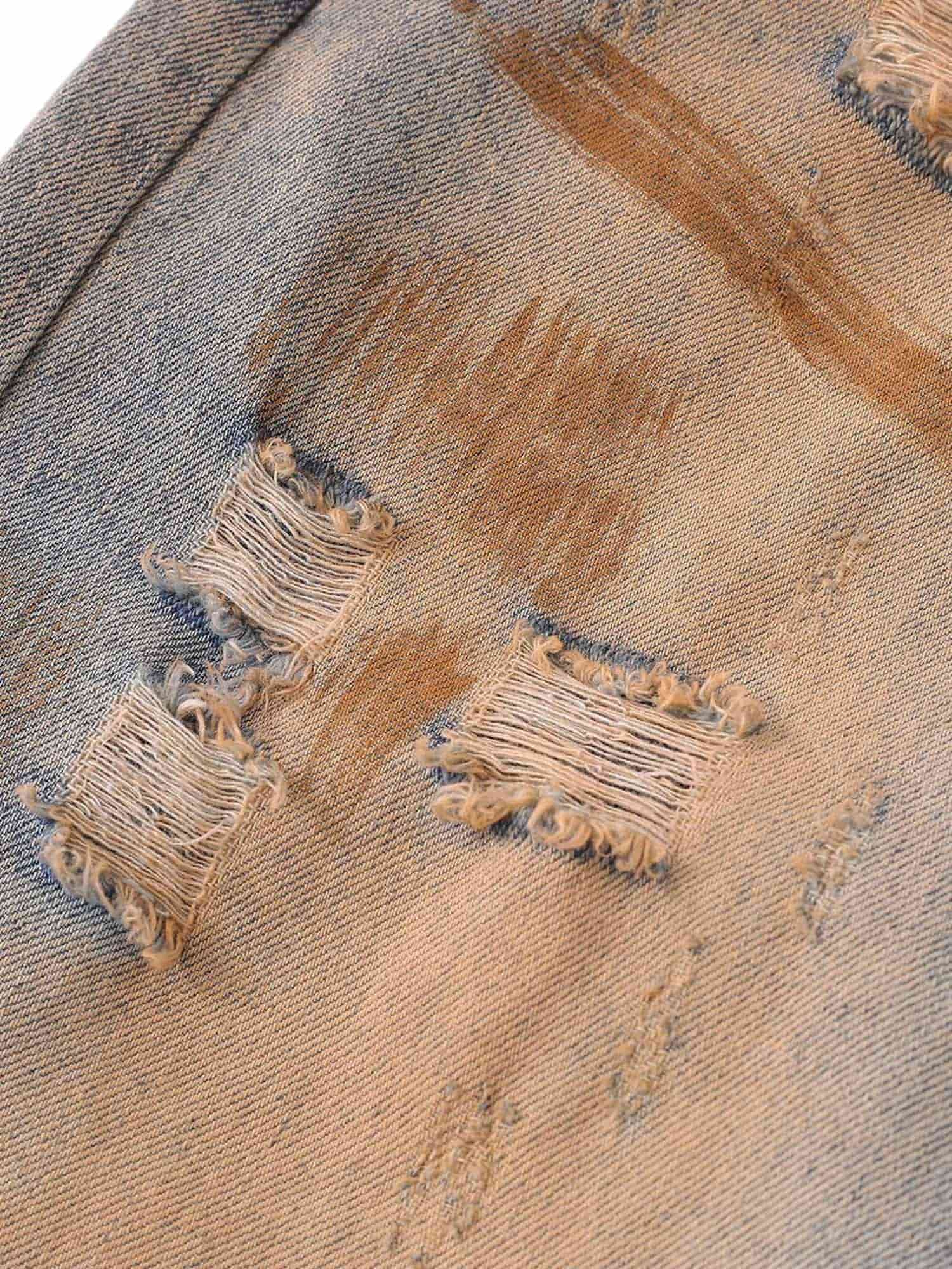 Thesupermade Retro Ripped Washed Patina Street Hip-Hop Jeans 