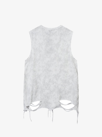 Street Chain Waistcoat Ripped Vest 