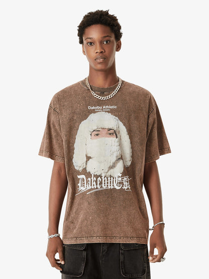 Thesupermade Portrait Washed Distressed Street Rap T-shirt 
