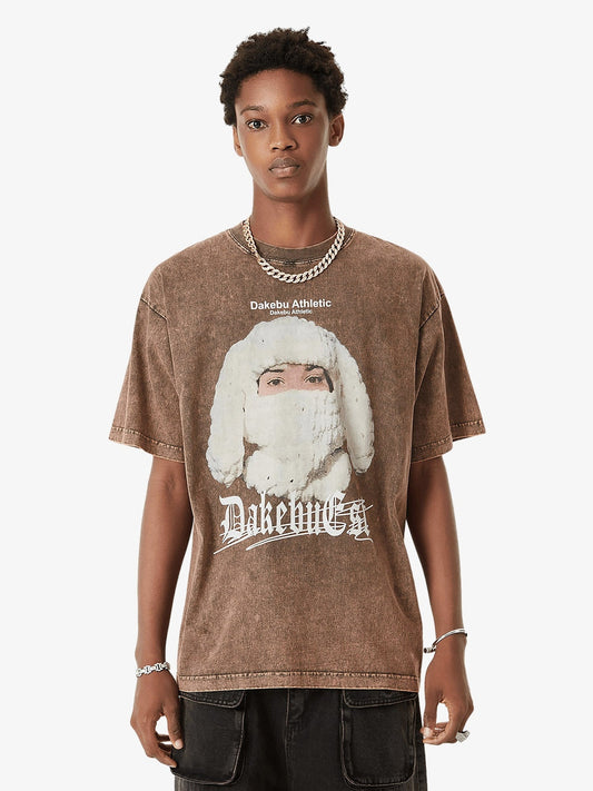 Thesupermade Portrait Washed Distressed Street Rap T-shirt 