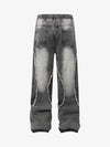 Washed Distressed Raw Edge Drawstring Jeans 