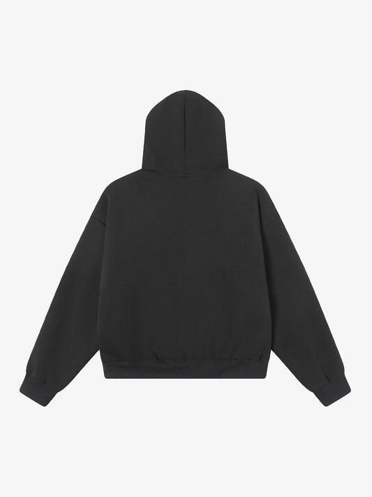 Retro Plaid Lining Zip Up Hooded Sweatshirt 