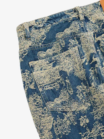Landscape Jacquard Straight Jeans 