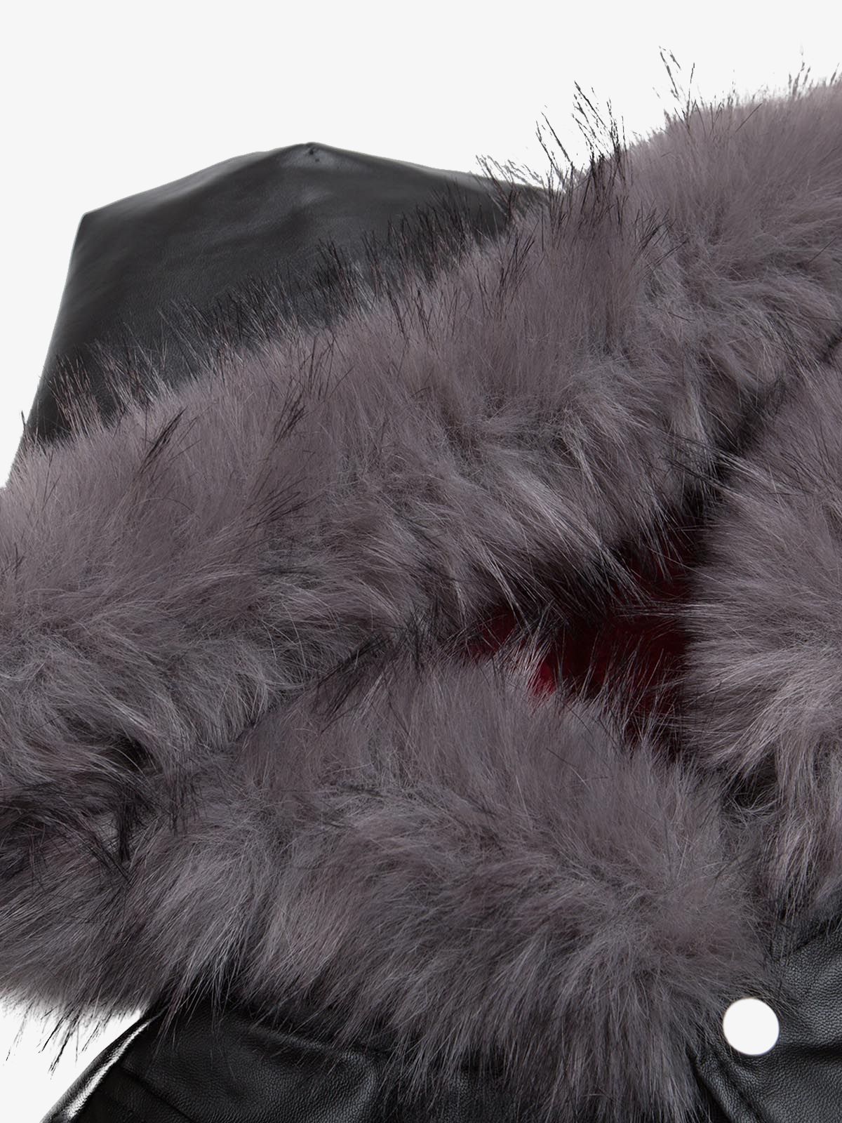 Deconstructed Multi Pocket Fur Hooded PU Leather Jacket - 2566 