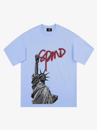 Orginal Funny Graffiti Statue Of Liberty Print T-shirt 