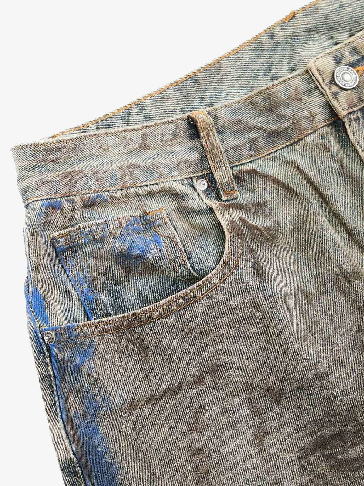 Dirty-Dyed Wasteland Style Baggy Jeans - 2477 