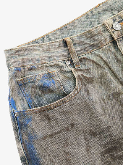 Dirty-Dyed Wasteland Style Baggy Jeans - 2477 