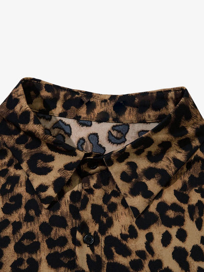 Vintage Wild Leopard Print Button-Up Shirt - 2017 