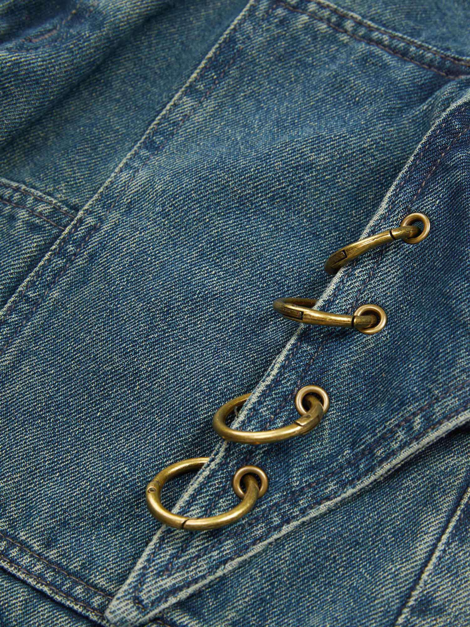 Thesupermade High Street Heavy Duty Design Multi-pocket Jeans