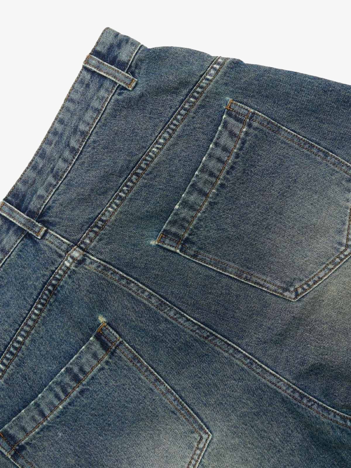 Washed Distressed Barrel Denim Jorts 