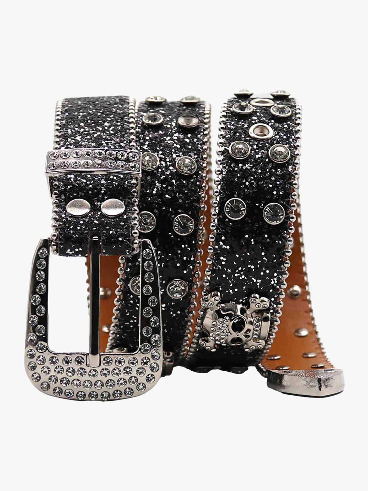 Thesupermade Rhinestone Skull Belt - 1668 