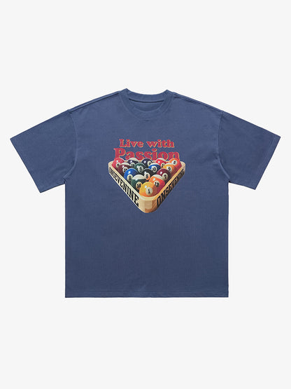 Retro Billiards Letter Print T-Shirt 